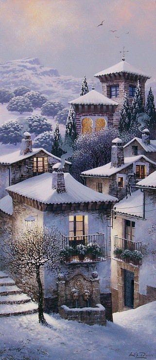Зимний город - крыши, зима, город - оригинал