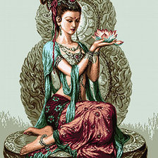 Оригинал схемы вышивки «женщина с лотосом» (№398602)