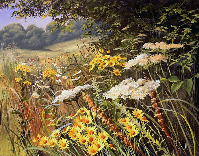 Серия "Полевые цветы" - пейзаж, поле, цветы, лето - оригинал