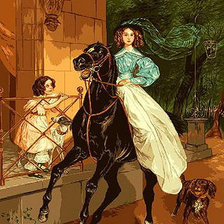 Схема вышивки «женщина на лошади»