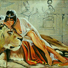 Оригинал схемы вышивки «Клеопатра и лев» (№399046)