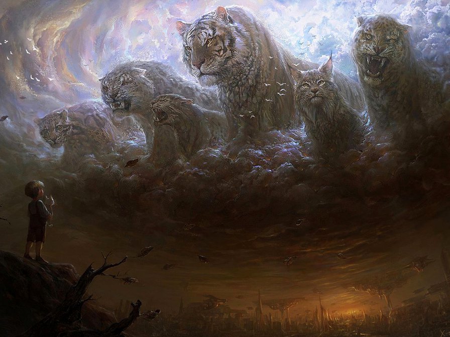 небесные силы - дикие, тигр, сказка, звери, фэнтези - оригинал