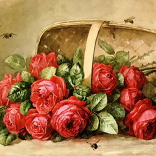 Схема вышивки «корзина алых роз»