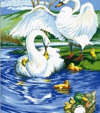 Оригинал схемы вышивки «лебеди на озере» (№399706)