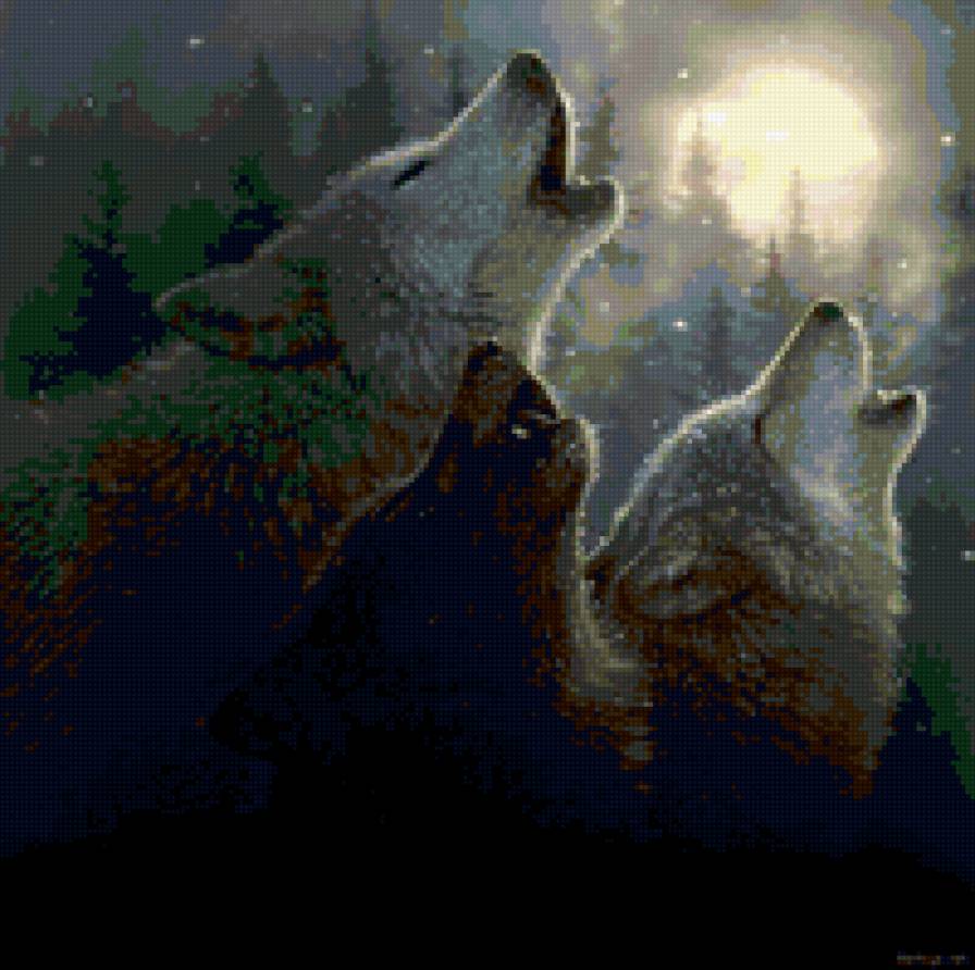 Стражи ночи - волки, луна, ночь - предпросмотр