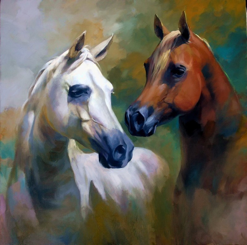 Автор Spartaco Lombardo - животные, лошади, живопись, кони - оригинал