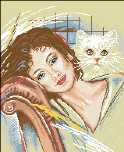 женщина с кошкой - женщина, кошка - оригинал