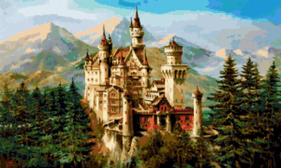 замок в горах - лес, замок, горы - предпросмотр