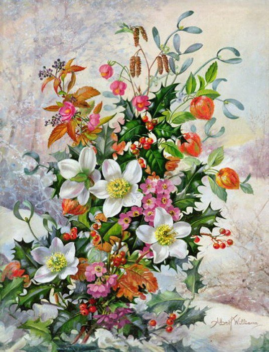 №401401 - цветы, букет, натюрморт, albert williams, живопись - оригинал