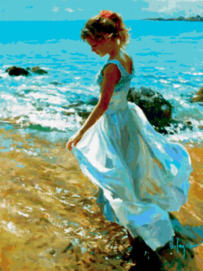 Девушка на море - лето, белое платье, море, девушка - предпросмотр
