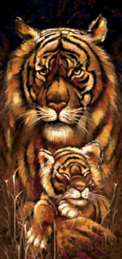 тигрица с малышом - тигры - предпросмотр
