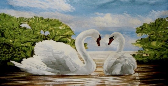 лебеди на озере - лебеди, озеро - оригинал