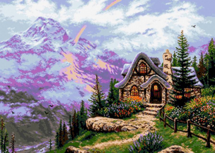 домик в горах - дом, лес, горы - предпросмотр