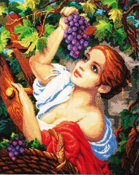 виноградница - виноград, девушка, корзина, урожай - оригинал