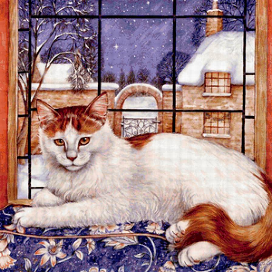 за окном зима - кошка - предпросмотр