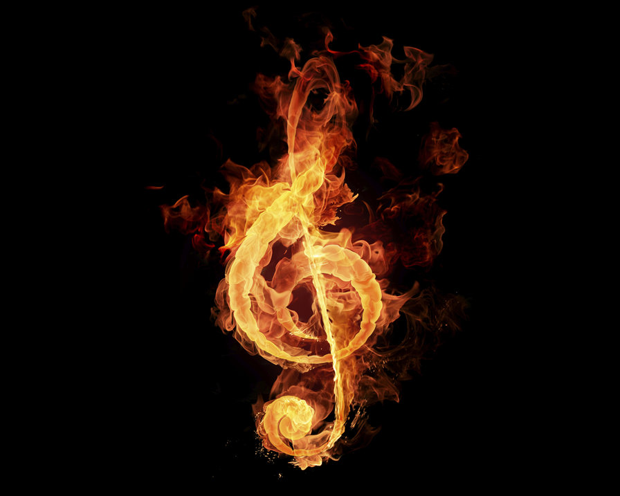 Пылающий скрипичный ключ - огонь, музыка, ключ - оригинал