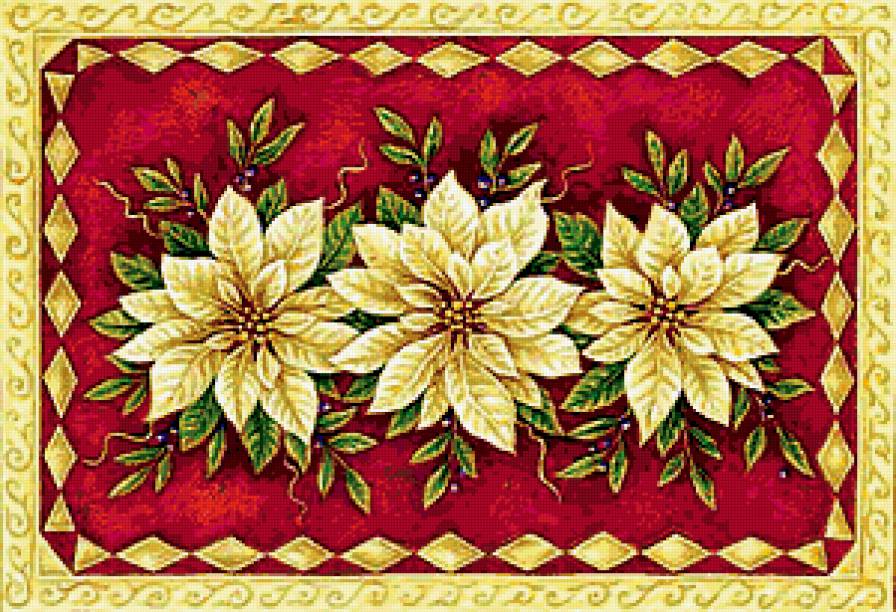 Пуансеттия - цветы, салфетка - предпросмотр