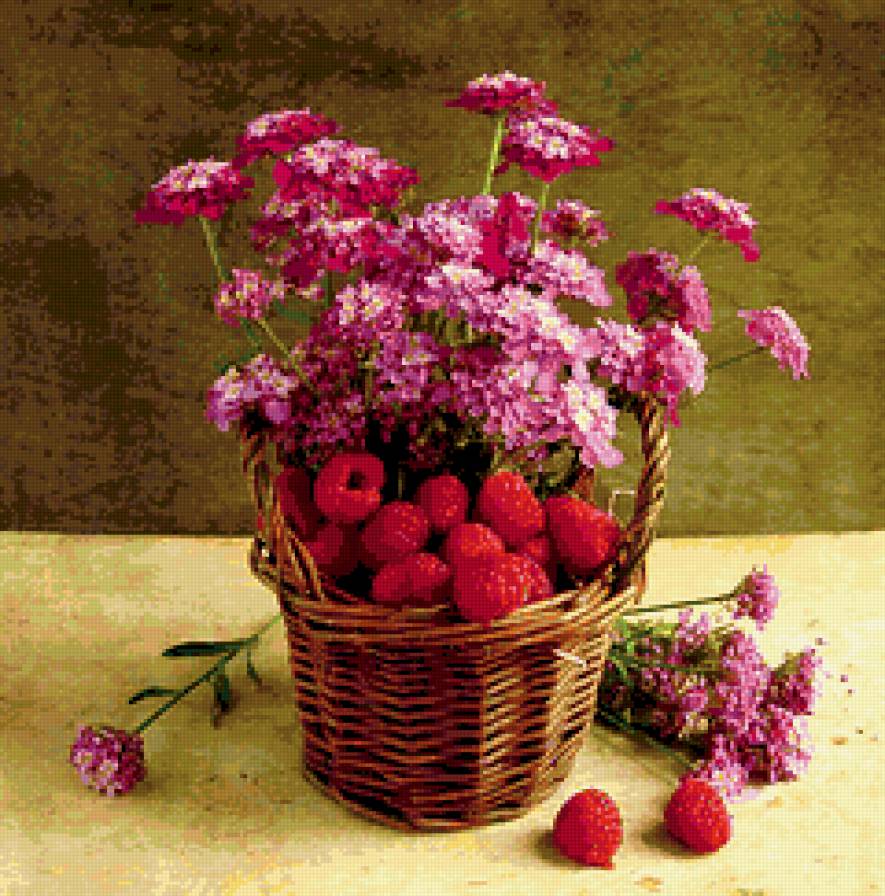 натюрморт - букет цветы малина - предпросмотр
