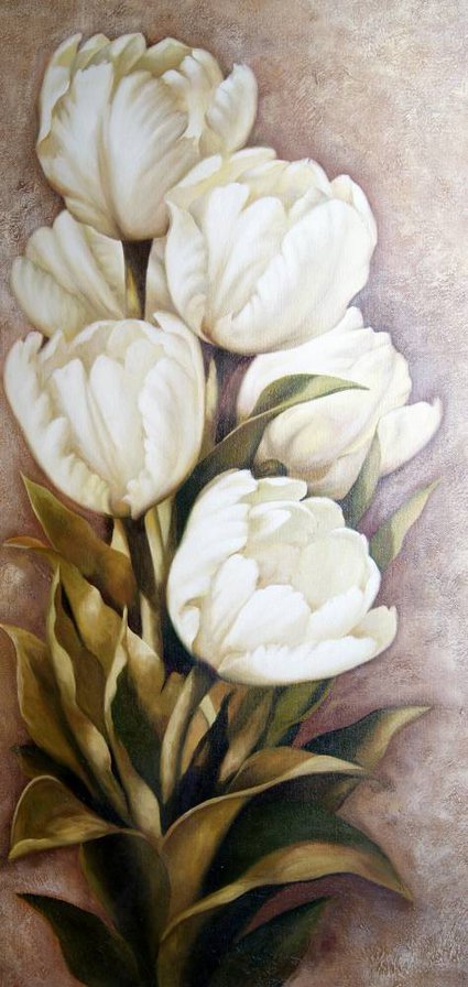 белые тюльпаны - цветы - оригинал