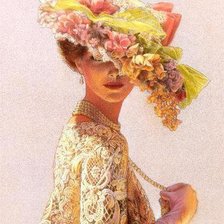 дама в шляпке с цветами