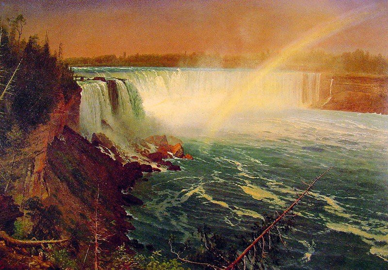 Радуга над рекой - радуга, река, пейзаж, водопад - оригинал