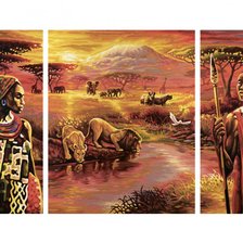 Оригинал схемы вышивки «триптих африканский» (№406019)