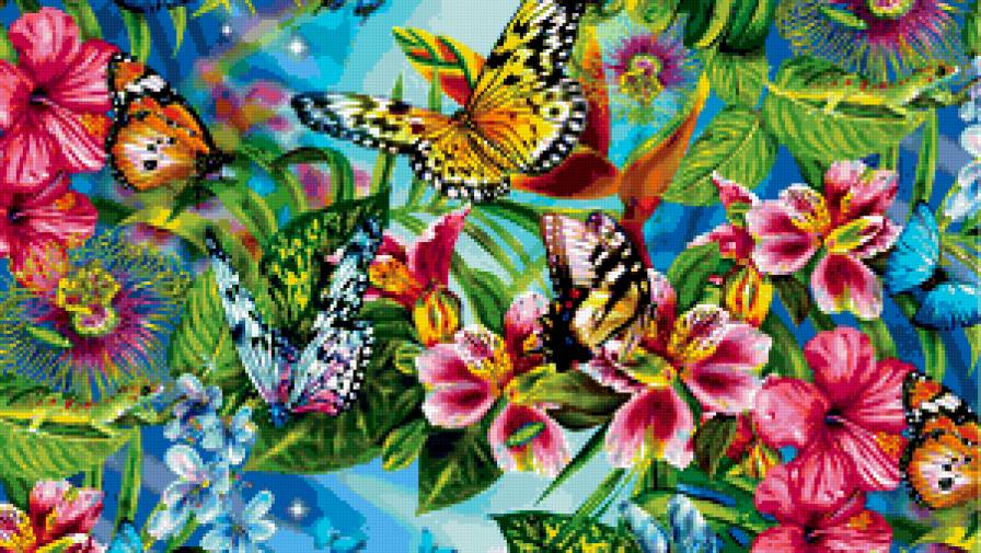 Натюрморт, цветы, бабочки - цветы, бабочки, натюрморт - предпросмотр