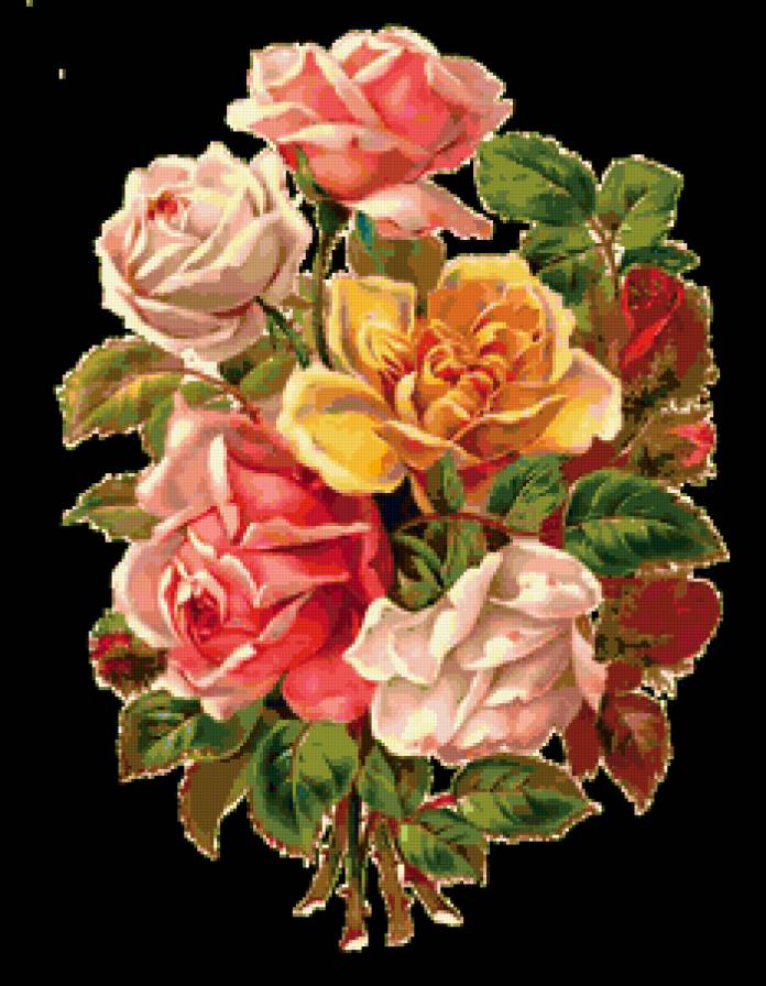 №406748 - натюрморт, цветы, букет, живопись, розы - предпросмотр