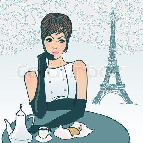 Paris Cafe - cafe, girl, paris - оригинал