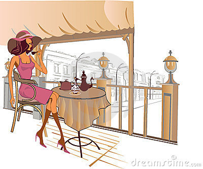 Paris Cafe - girl, cafe, paris, coffee - оригинал