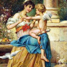 Оригинал схемы вышивки «девушка и ангел» (№407769)
