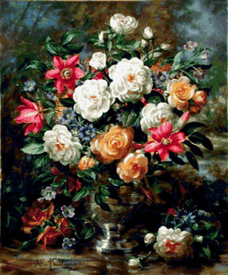 №407994 - розы, albert williams, цветы, натюрморт, букет, живопись - предпросмотр