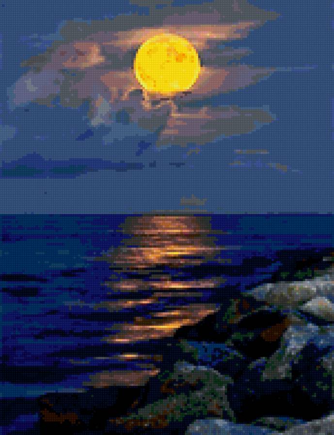 Лунная ночь - луна, море, ночь - предпросмотр