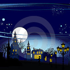 Схема вышивки «ночь, город,луна.»