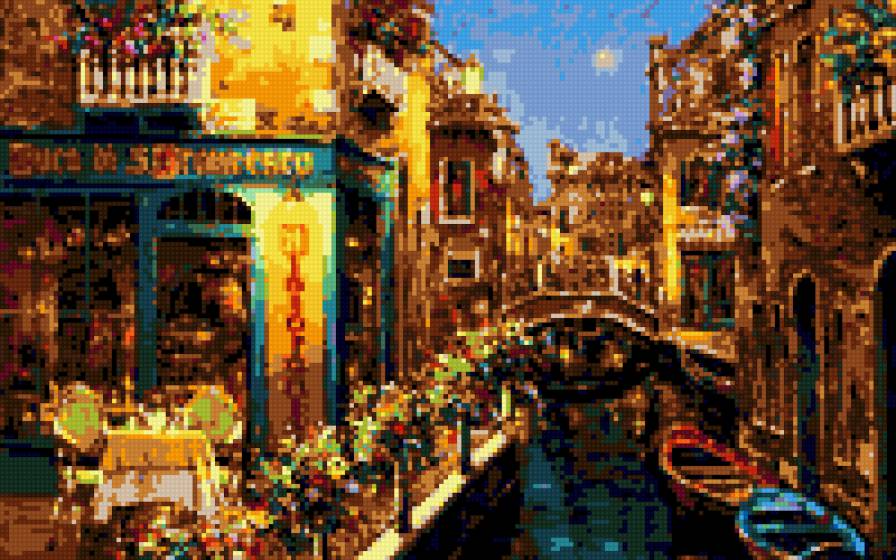 Канал Венеции - венеция, город, пейзаж, картина, италия - предпросмотр