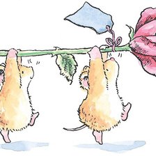 Оригинал схемы вышивки «Мышки с розой» (№408429)