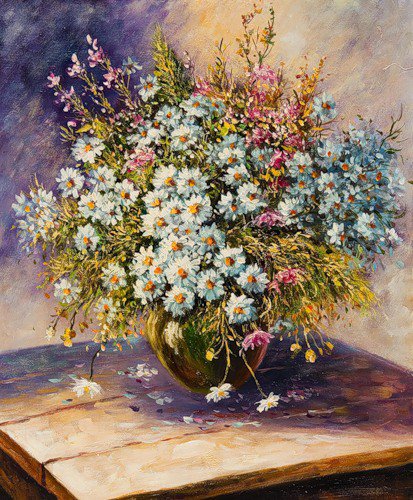 Букет полевых цветов - букет, цветы, ромашки, картина, лето - оригинал