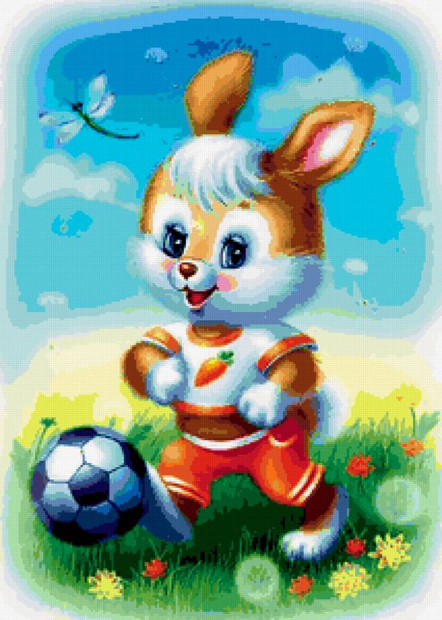 №408979 - заяц, в детскую, для детей, мяч, футбол, детям, зайка - предпросмотр