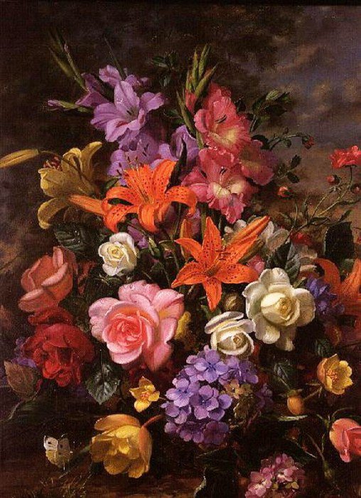 №409814 - цветы, albert williams, живопись, букет, натюрморт - оригинал