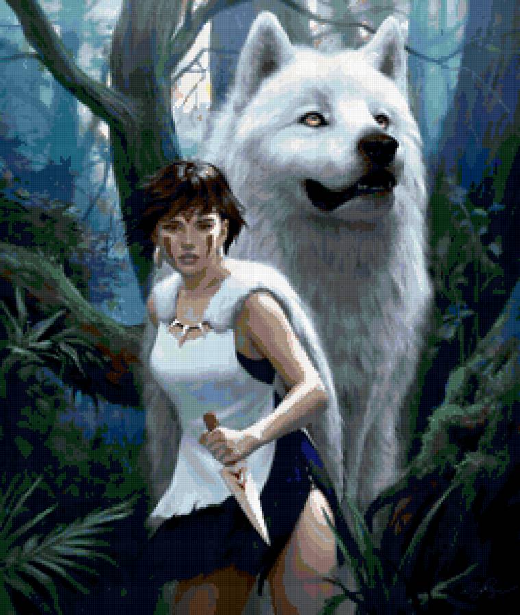 Принцесса Моноке - принцесса, волк, лес - предпросмотр