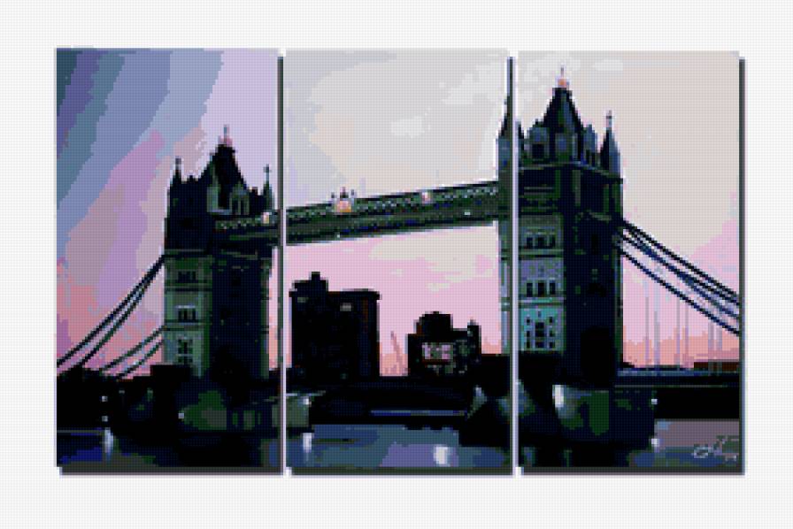 лондон - мост, англия, пейзаж, город, триптих - предпросмотр