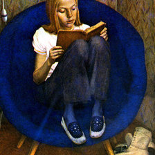 Оригинал схемы вышивки «Девочка с книгой» (№410516)