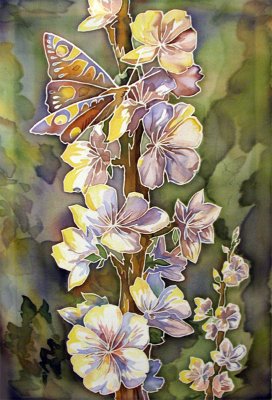 №410524 - живопись, бабочки, цветы - оригинал