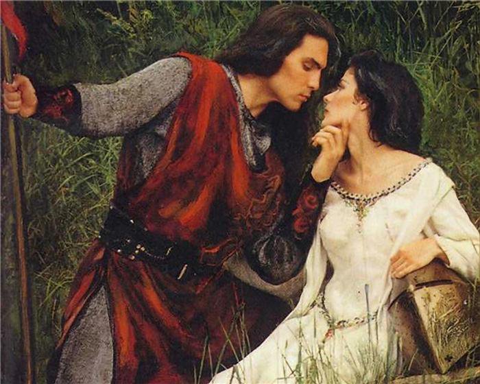 Рыцарь Белой дамы - средневековье, романтика, мужчина, пара, любовь, рыцарь, девушка - оригинал