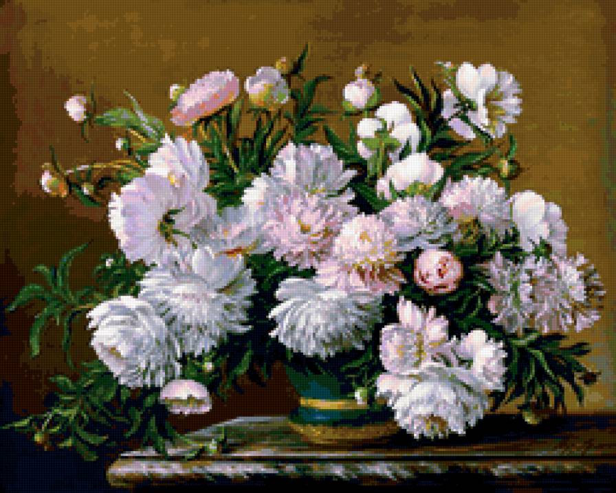 Букет пионов - букет, цветы, живопись, картина - предпросмотр