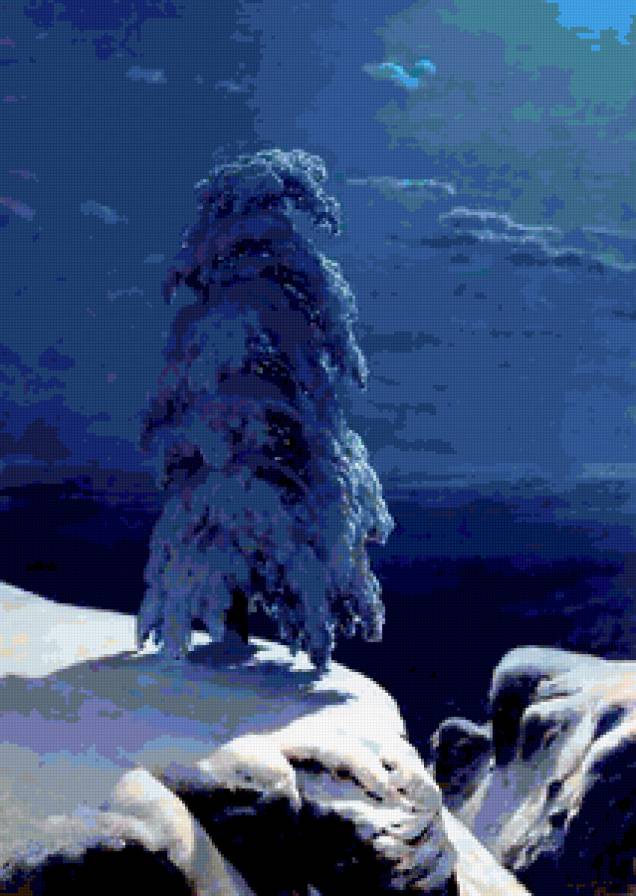 Шишкин И.И. На севере диком... - живопись, сугробы, зима, снег, пейзаж, природа, деревья - предпросмотр