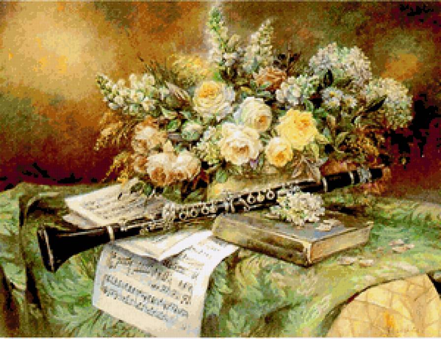 музыка - цветы, флейта, музыка - предпросмотр