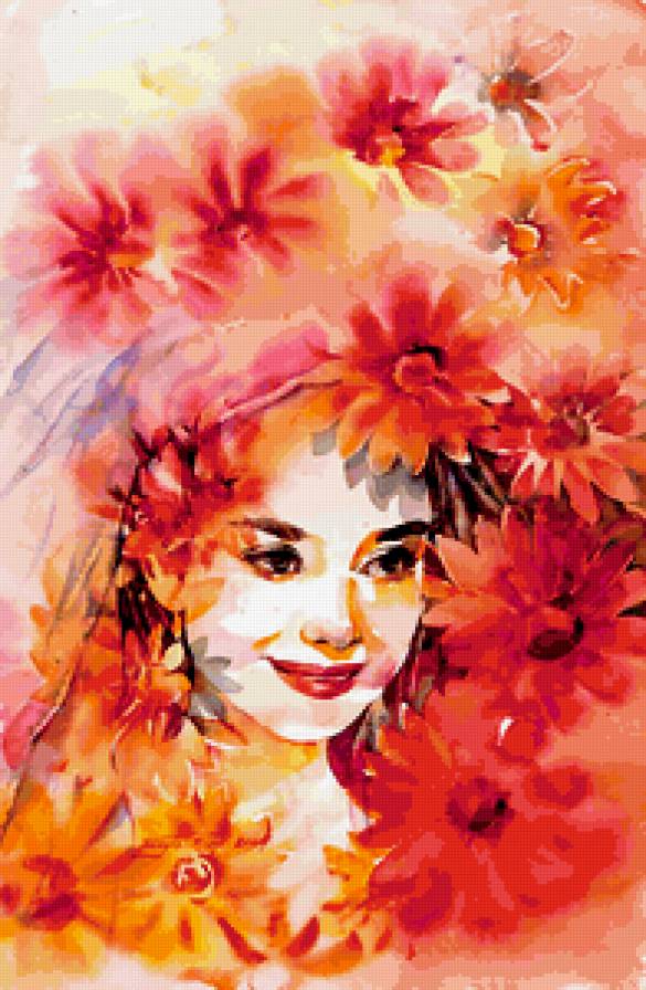Серия "Девушка в цветах" - букет, цветы, девушка - предпросмотр