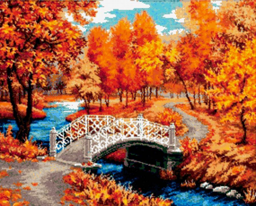 осенний парк - мост, пейзаж, парк, осень, природа - предпросмотр