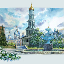 Схема вышивки «Храм с фонтаном»